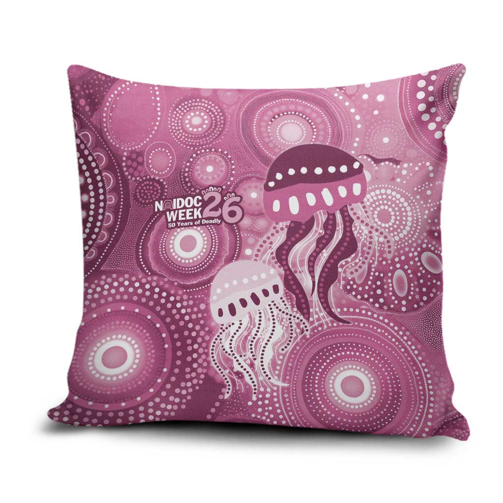 NAIDOC Deadly 50 Years Pillow Cover Jellyfish Aboriginal Culture Inspired Pink
