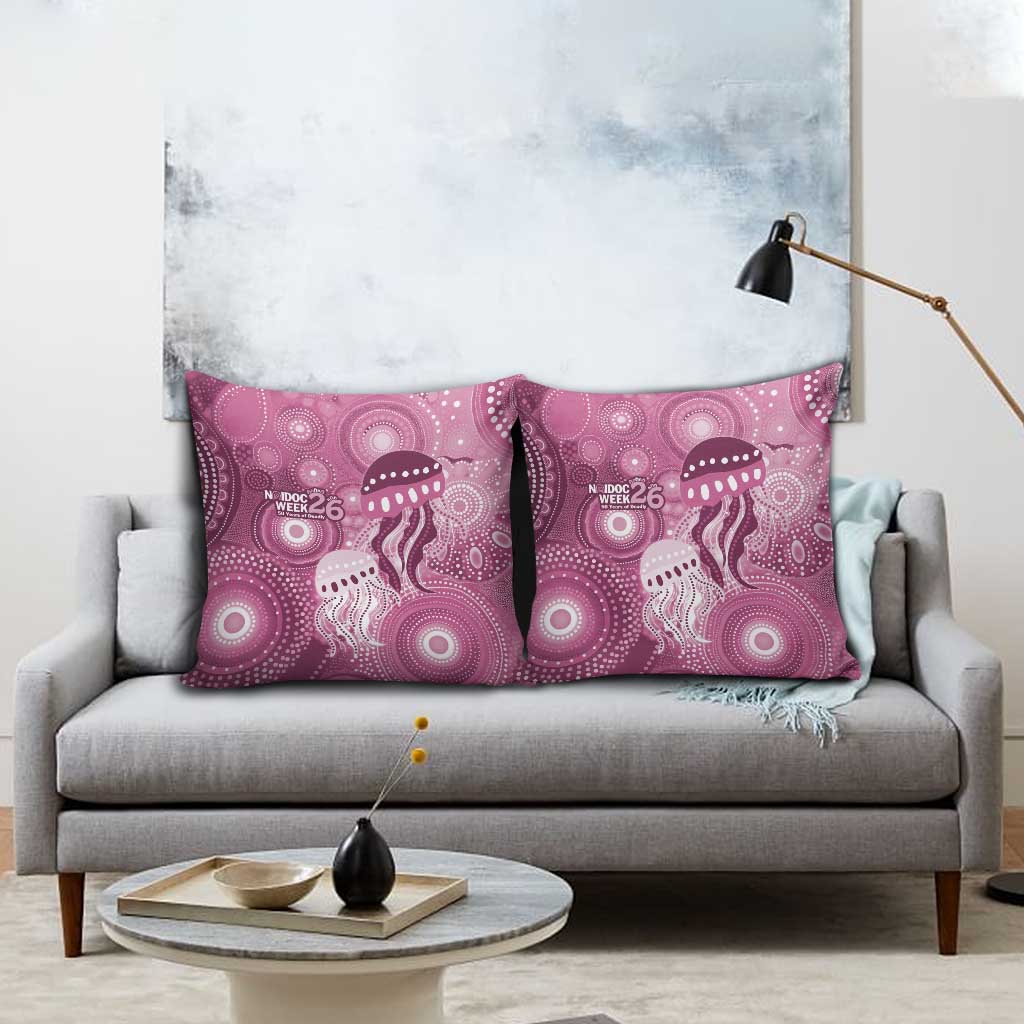 NAIDOC Deadly 50 Years Pillow Cover Jellyfish Aboriginal Culture Inspired Pink