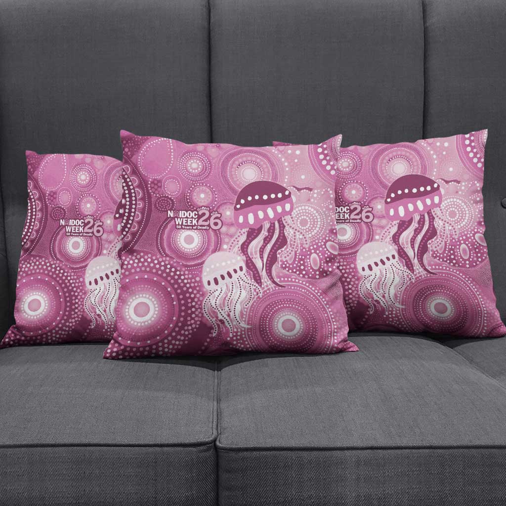 NAIDOC Deadly 50 Years Pillow Cover Jellyfish Aboriginal Culture Inspired Pink