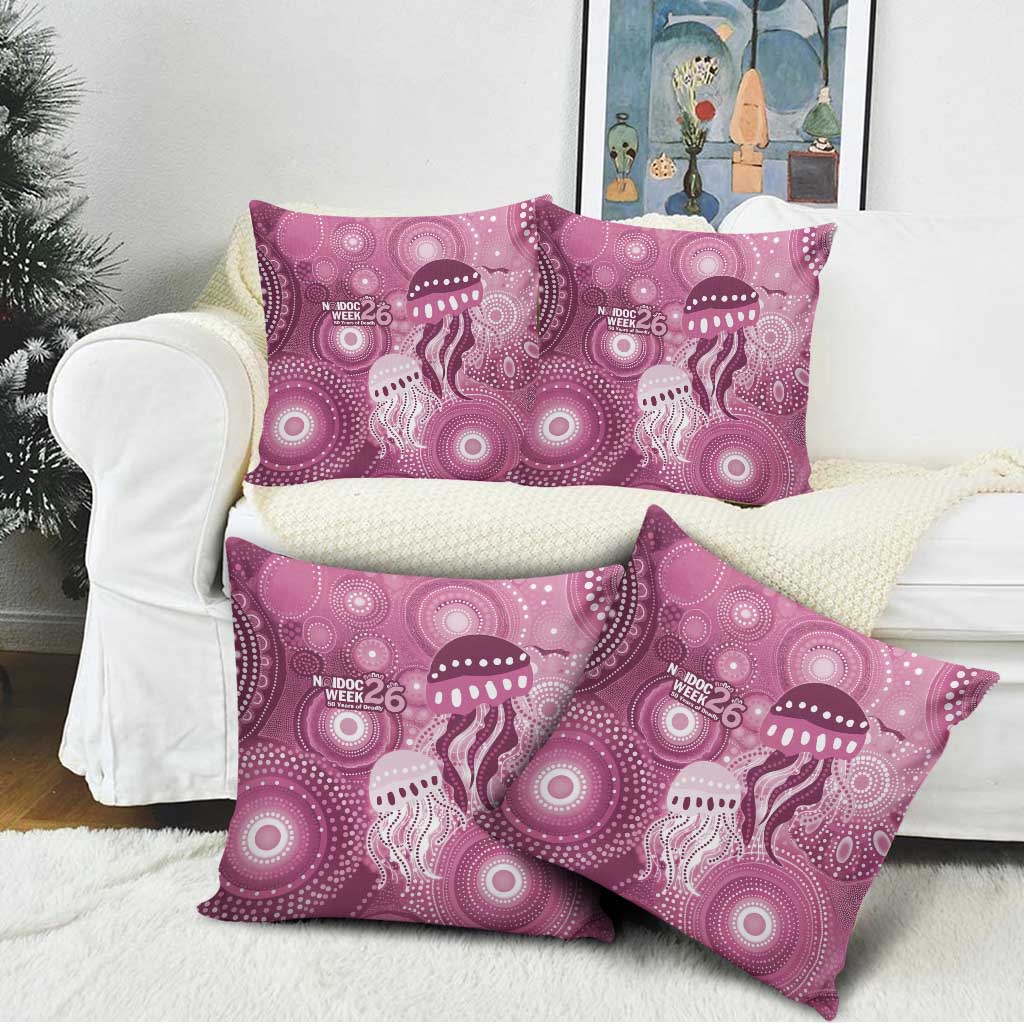 NAIDOC Deadly 50 Years Pillow Cover Jellyfish Aboriginal Culture Inspired Pink