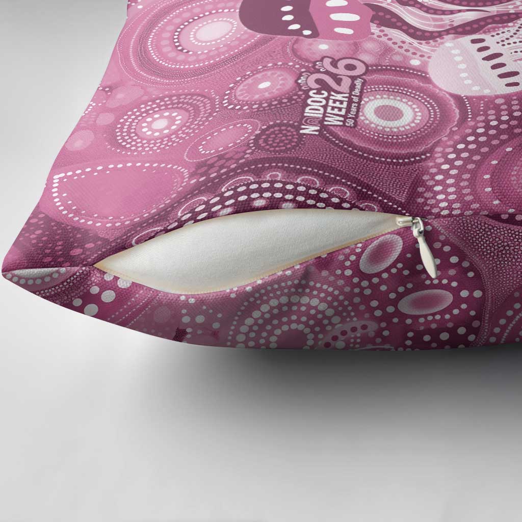 NAIDOC Deadly 50 Years Pillow Cover Jellyfish Aboriginal Culture Inspired Pink