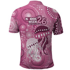 NAIDOC Deadly 50 Years Polo Shirt Jellyfish Aboriginal Culture Inspired Pink