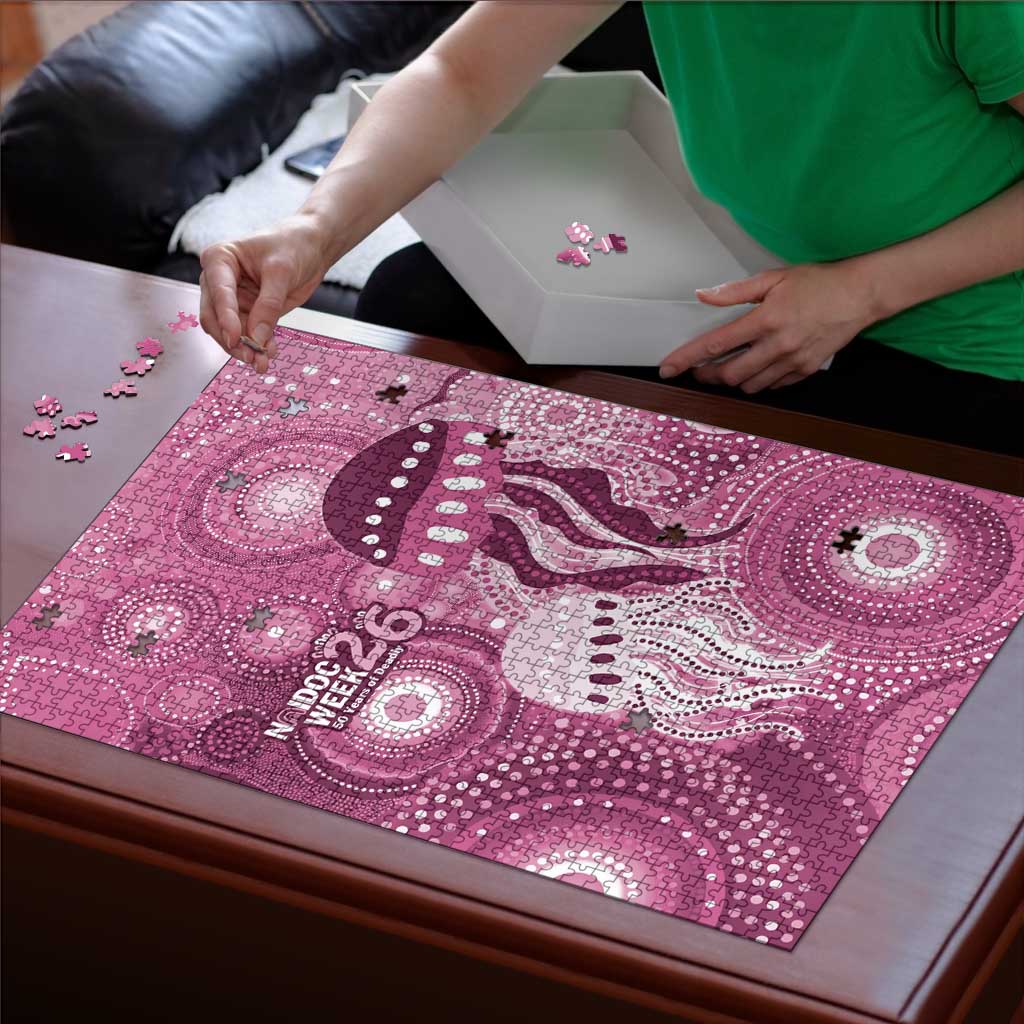 NAIDOC Deadly 50 Years Puzzle Jellyfish Aboriginal Culture Inspired Pink