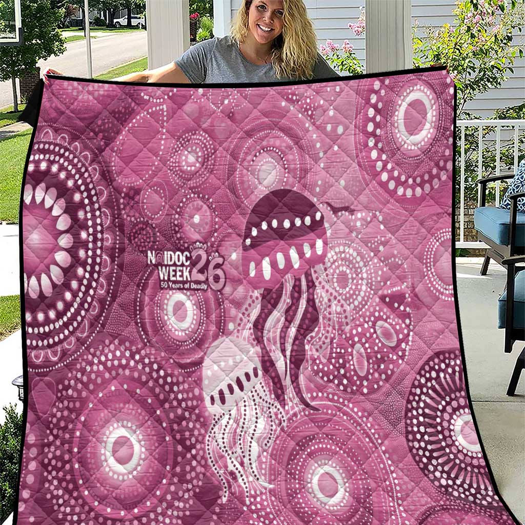 NAIDOC Deadly 50 Years Quilt Jellyfish Aboriginal Culture Inspired Pink