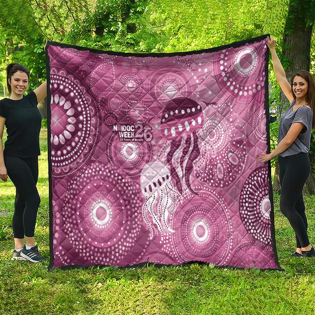 NAIDOC Deadly 50 Years Quilt Jellyfish Aboriginal Culture Inspired Pink