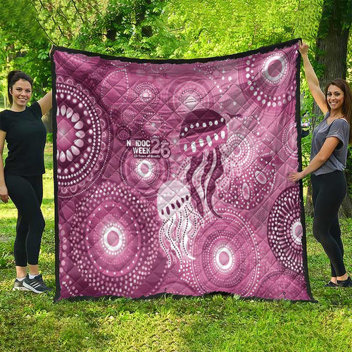 NAIDOC Deadly 50 Years Quilt Jellyfish Aboriginal Culture Inspired Pink