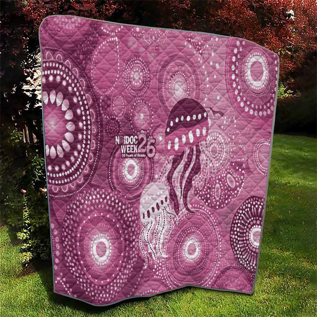 NAIDOC Deadly 50 Years Quilt Jellyfish Aboriginal Culture Inspired Pink