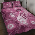 NAIDOC Deadly 50 Years Quilt Bed Set Jellyfish Aboriginal Culture Inspired Pink