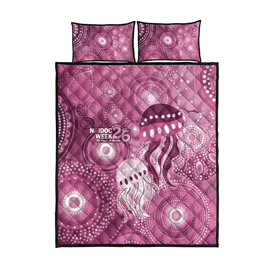 NAIDOC Deadly 50 Years Quilt Bed Set Jellyfish Aboriginal Culture Inspired Pink