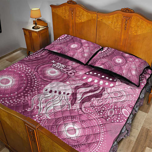 NAIDOC Deadly 50 Years Quilt Bed Set Jellyfish Aboriginal Culture Inspired Pink