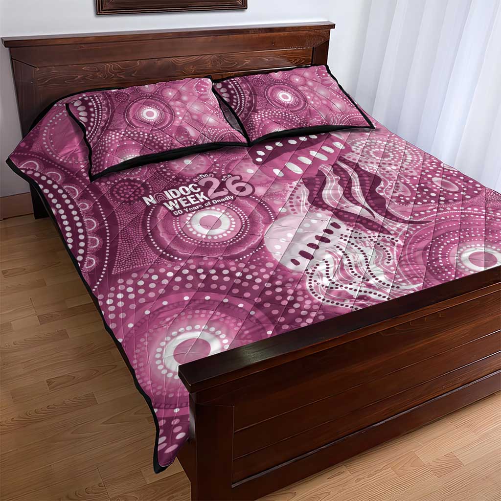 NAIDOC Deadly 50 Years Quilt Bed Set Jellyfish Aboriginal Culture Inspired Pink