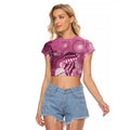 NAIDOC Deadly 50 Years Raglan Cropped T Shirt Jellyfish Aboriginal Culture Inspired Pink