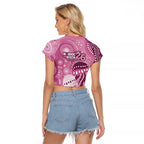 NAIDOC Deadly 50 Years Raglan Cropped T Shirt Jellyfish Aboriginal Culture Inspired Pink