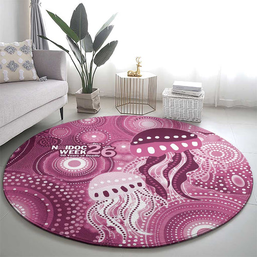 NAIDOC Deadly 50 Years Round Carpet Jellyfish Aboriginal Culture Inspired Pink