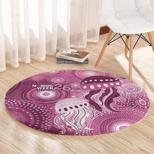 NAIDOC Deadly 50 Years Round Carpet Jellyfish Aboriginal Culture Inspired Pink
