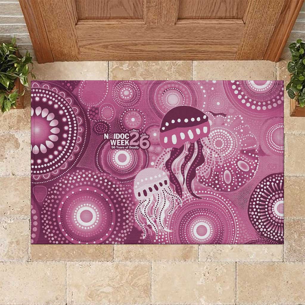 NAIDOC Deadly 50 Years Rubber Doormat Jellyfish Aboriginal Culture Inspired Pink
