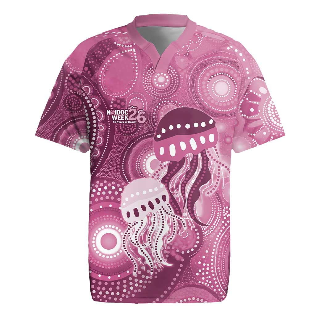 NAIDOC Deadly 50 Years Rugby Jersey Jellyfish Aboriginal Culture Inspired Pink