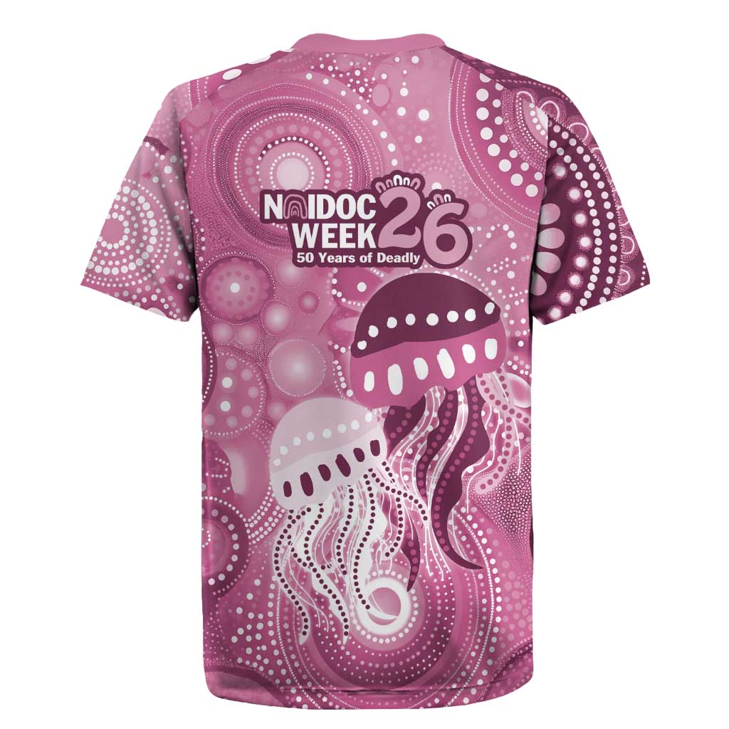 NAIDOC Deadly 50 Years Rugby Jersey Jellyfish Aboriginal Culture Inspired Pink