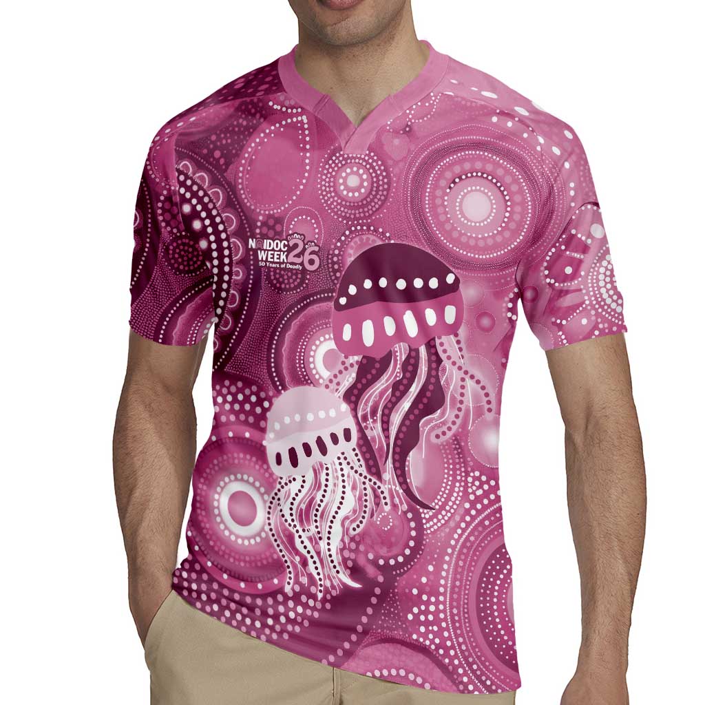 NAIDOC Deadly 50 Years Rugby Jersey Jellyfish Aboriginal Culture Inspired Pink
