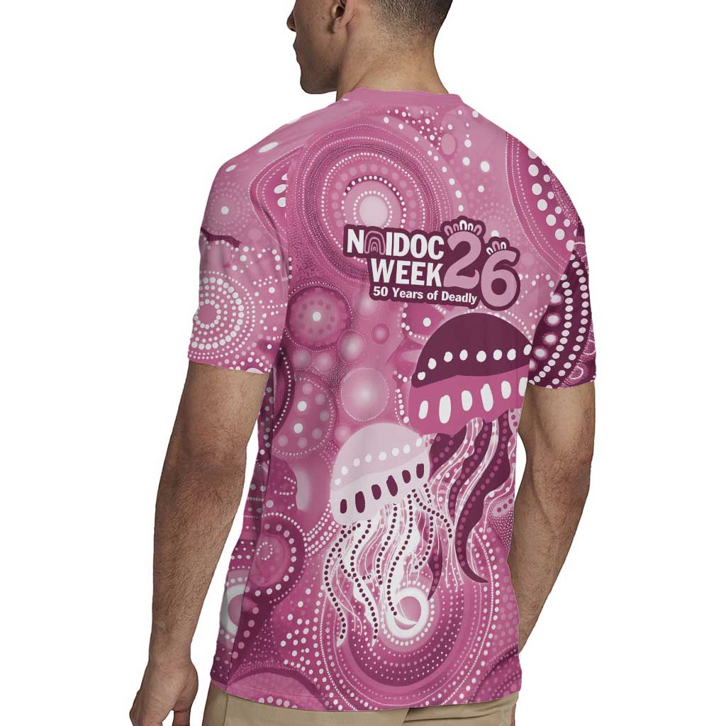 NAIDOC Deadly 50 Years Rugby Jersey Jellyfish Aboriginal Culture Inspired Pink