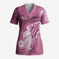 NAIDOC Deadly 50 Years Scrub Top Jellyfish Aboriginal Culture Inspired Pink