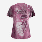NAIDOC Deadly 50 Years Scrub Top Jellyfish Aboriginal Culture Inspired Pink