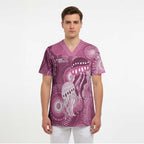 NAIDOC Deadly 50 Years Scrub Top Jellyfish Aboriginal Culture Inspired Pink