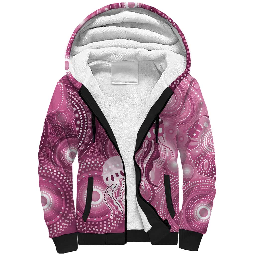 NAIDOC Deadly 50 Years Sherpa Hoodie Jellyfish Aboriginal Culture Inspired Pink