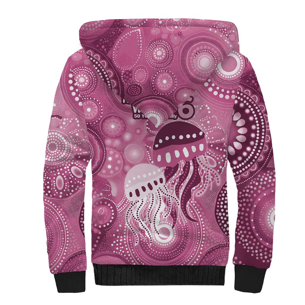 NAIDOC Deadly 50 Years Sherpa Hoodie Jellyfish Aboriginal Culture Inspired Pink