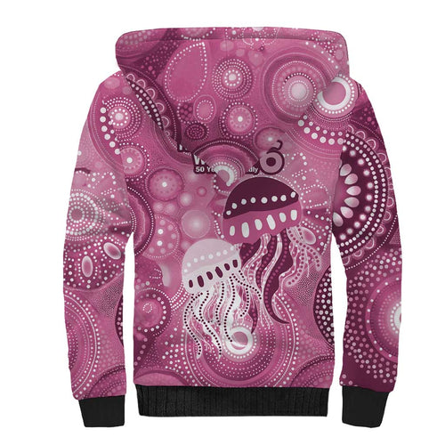 NAIDOC Deadly 50 Years Sherpa Hoodie Jellyfish Aboriginal Culture Inspired Pink