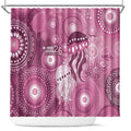 NAIDOC Deadly 50 Years Shower Curtain Jellyfish Aboriginal Culture Inspired Pink