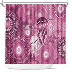 NAIDOC Deadly 50 Years Shower Curtain Jellyfish Aboriginal Culture Inspired Pink
