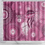 NAIDOC Deadly 50 Years Shower Curtain Jellyfish Aboriginal Culture Inspired Pink