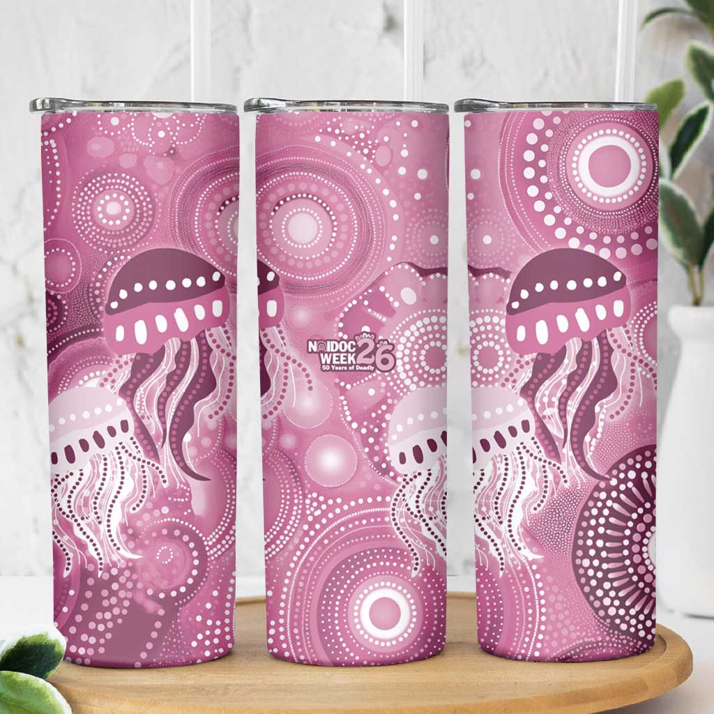 NAIDOC Deadly 50 Years Skinny Tumbler Jellyfish Aboriginal Culture Inspired Pink