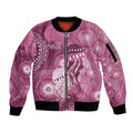 NAIDOC Deadly 50 Years Sleeve Zip Bomber Jacket Jellyfish Aboriginal Culture Inspired Pink
