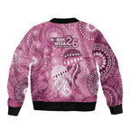 NAIDOC Deadly 50 Years Sleeve Zip Bomber Jacket Jellyfish Aboriginal Culture Inspired Pink