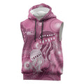 NAIDOC Deadly 50 Years Sleeveless Hoodie Jellyfish Aboriginal Culture Inspired Pink