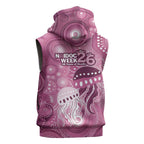 NAIDOC Deadly 50 Years Sleeveless Hoodie Jellyfish Aboriginal Culture Inspired Pink
