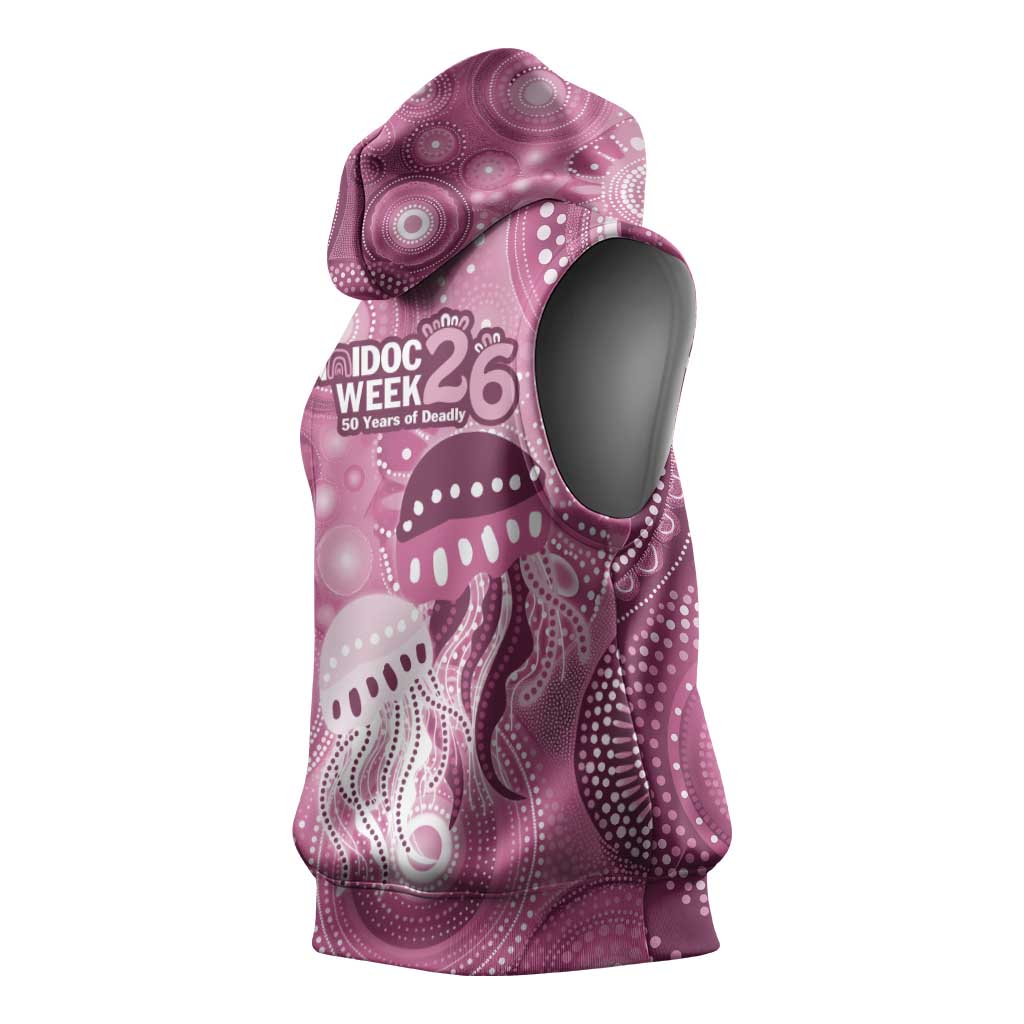 NAIDOC Deadly 50 Years Sleeveless Hoodie Jellyfish Aboriginal Culture Inspired Pink