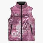 NAIDOC Deadly 50 Years Sleeveless Puffer Jacket Jellyfish Aboriginal Culture Inspired Pink