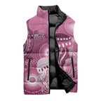 NAIDOC Deadly 50 Years Sleeveless Puffer Jacket Jellyfish Aboriginal Culture Inspired Pink