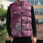 NAIDOC Deadly 50 Years Sleeveless Puffer Jacket Jellyfish Aboriginal Culture Inspired Pink