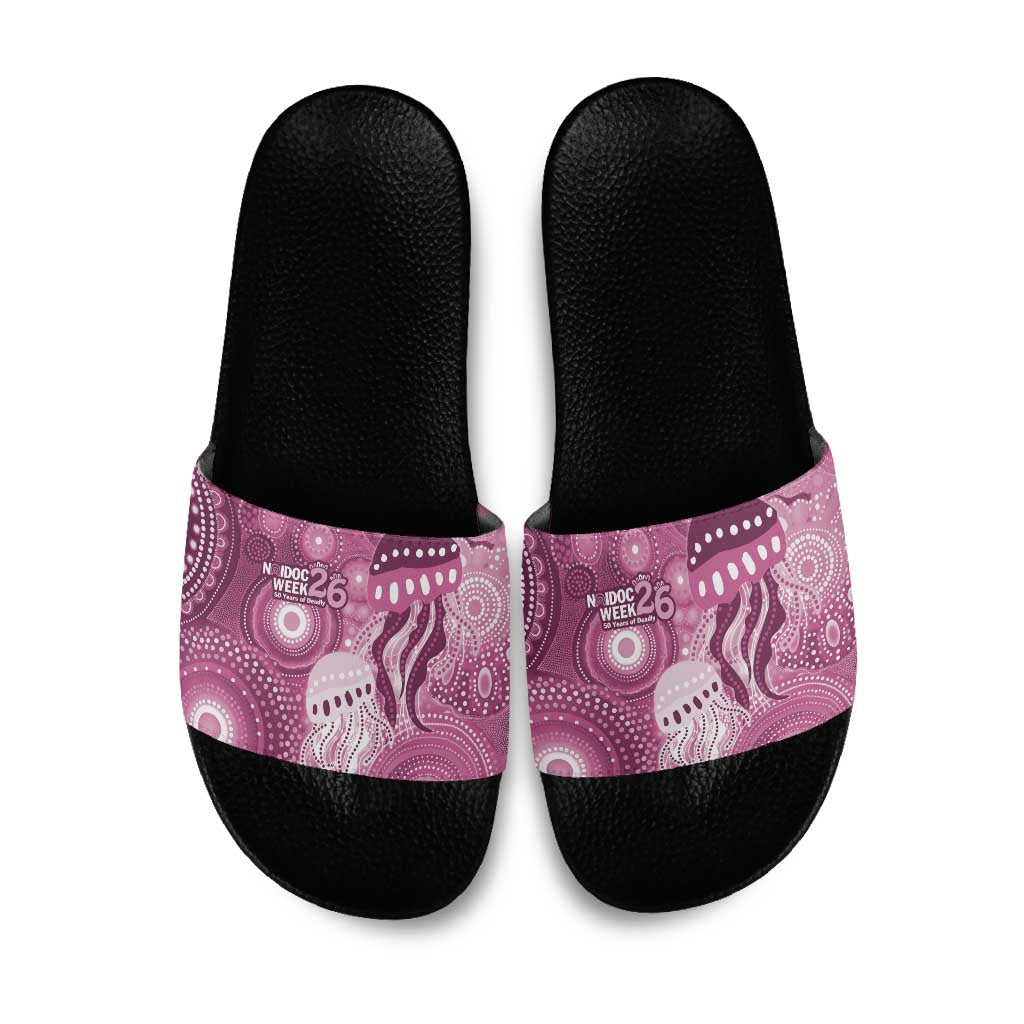 NAIDOC Deadly 50 Years Slide Sandals Jellyfish Aboriginal Culture Inspired Pink