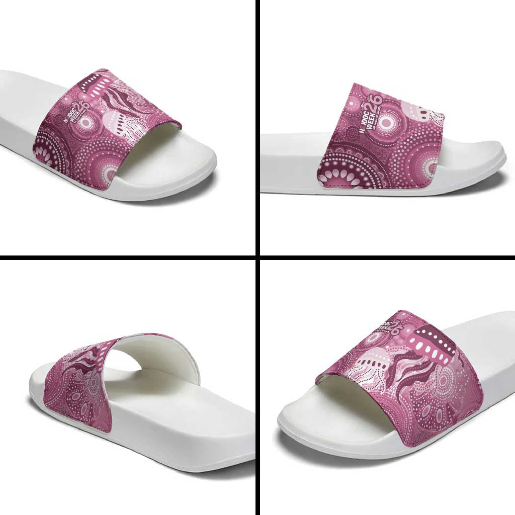 NAIDOC Deadly 50 Years Slide Sandals Jellyfish Aboriginal Culture Inspired Pink