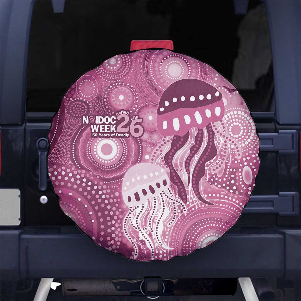 NAIDOC Deadly 50 Years Spare Tire Cover Jellyfish Aboriginal Culture Inspired Pink