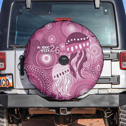 NAIDOC Deadly 50 Years Spare Tire Cover Jellyfish Aboriginal Culture Inspired Pink