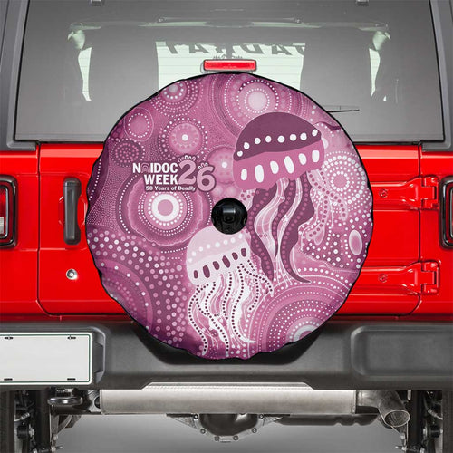 NAIDOC Deadly 50 Years Spare Tire Cover Jellyfish Aboriginal Culture Inspired Pink