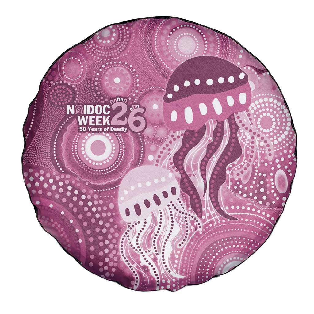 NAIDOC Deadly 50 Years Spare Tire Cover Jellyfish Aboriginal Culture Inspired Pink