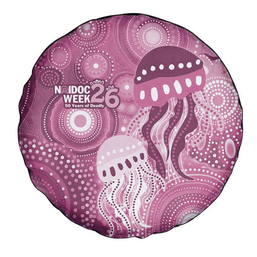 NAIDOC Deadly 50 Years Spare Tire Cover Jellyfish Aboriginal Culture Inspired Pink