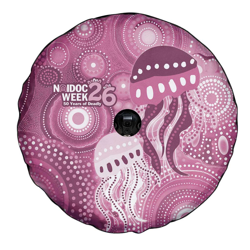 NAIDOC Deadly 50 Years Spare Tire Cover Jellyfish Aboriginal Culture Inspired Pink